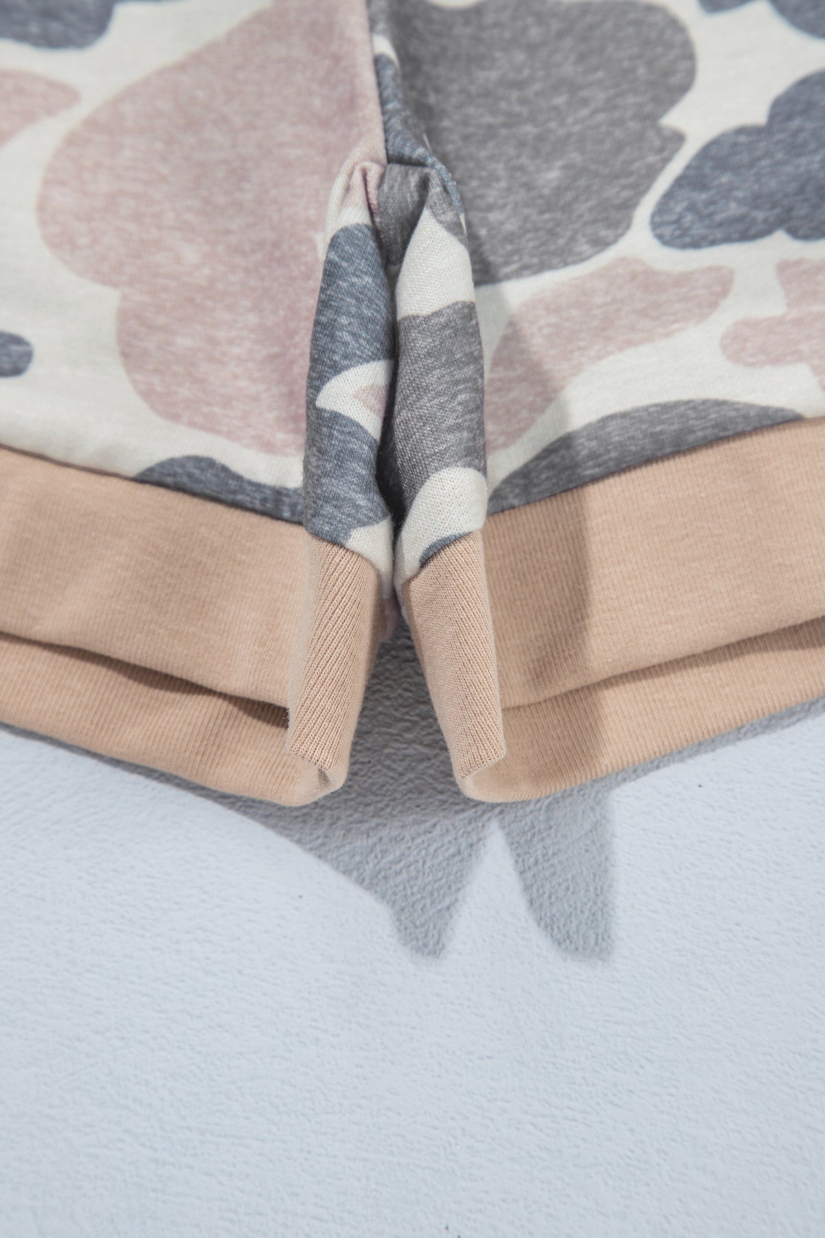 Multicolour Camo Patchwork Long-Sleeve Top and Shorts Set