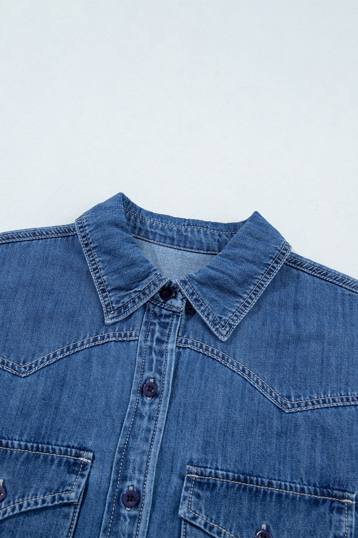 Sail Blue Western Pocket Denim Tunic Shirt