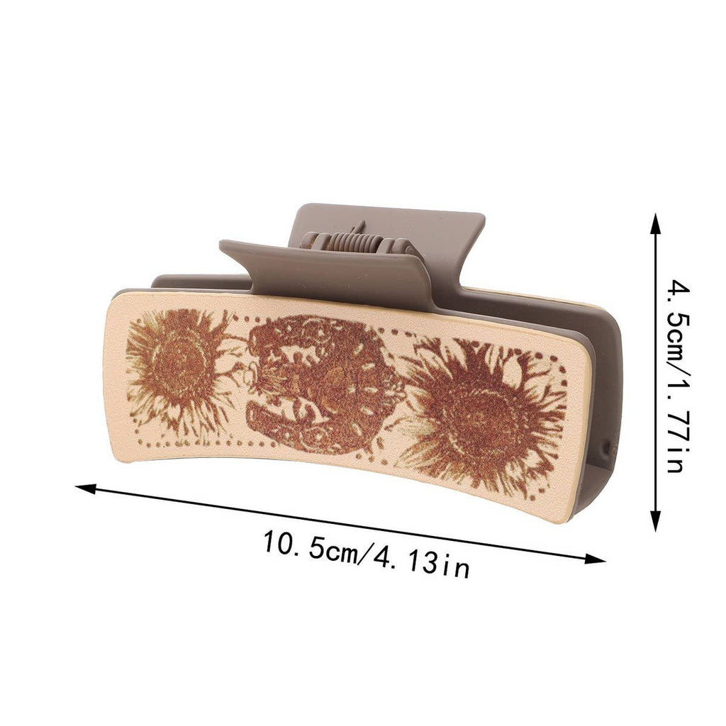 Cactus Print Faux Leather Hair Claw Clip — Western Style