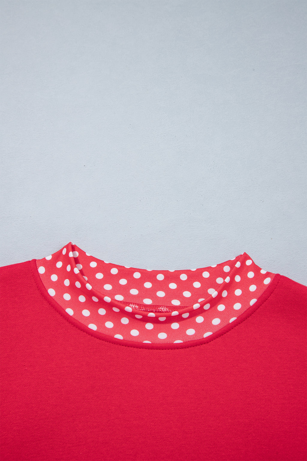 Polka-Dot Contrast-Trim Oversized Mock-Neck Sweatshirt