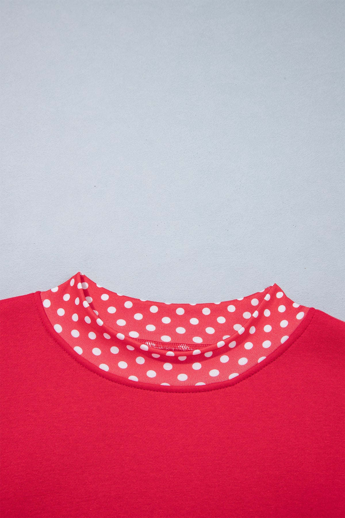 Polka-Dot Contrast-Trim Oversized Mock-Neck Sweatshirt
