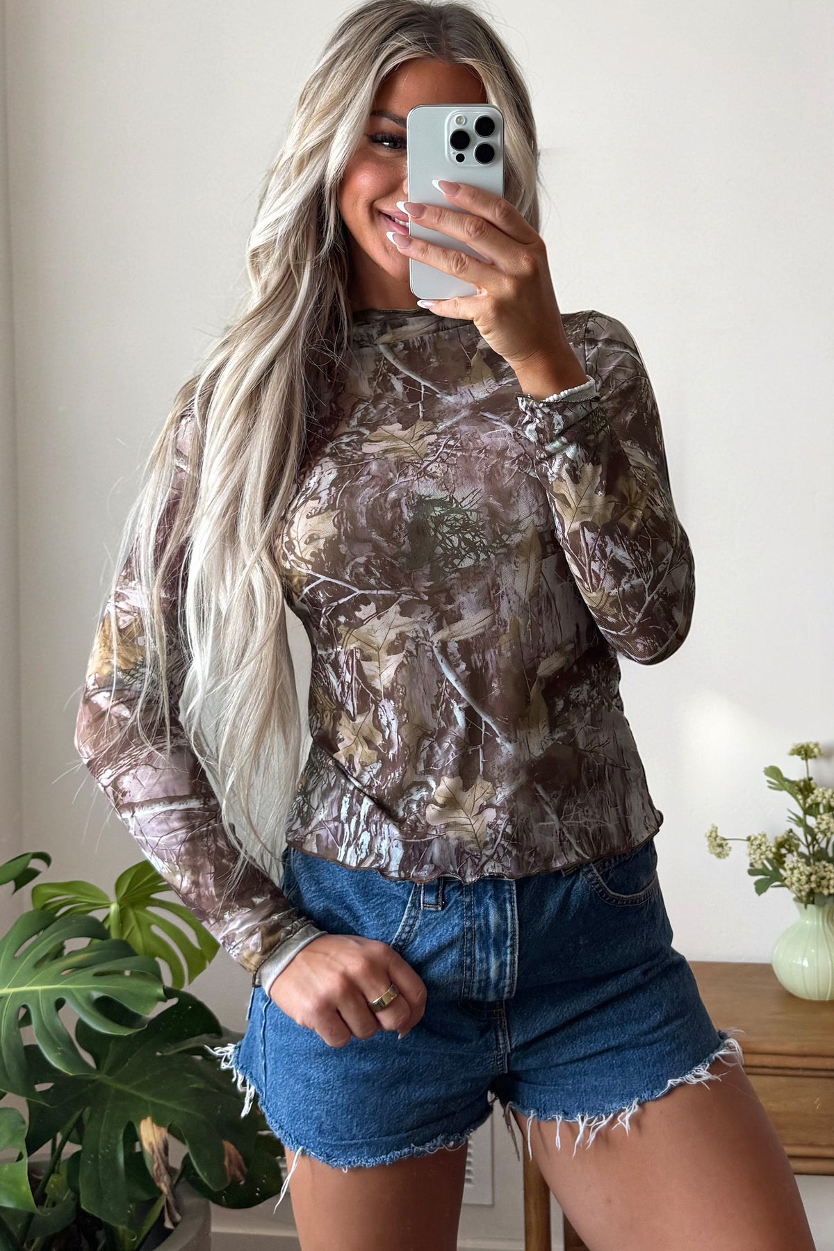 Leopard-Print Slim-Fit Mesh Mock-Neck Top