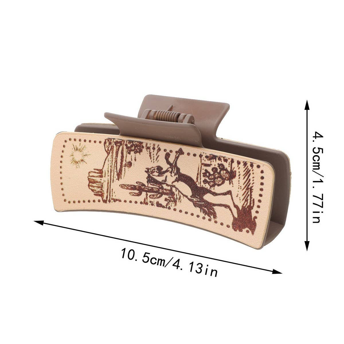 Cactus Print Faux Leather Hair Claw Clip — Western Style