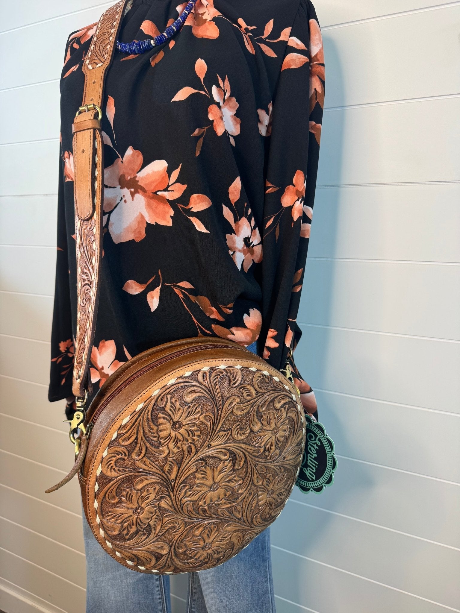 Haptics Floral Frilled Mock Neck Western Blouse — Bubble Long Sleeve Woven Top (small and medium remaining)