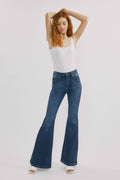 Kan Can High-Rise Super Flare Western Jeans — Dark Wash with Back Waistband Seam Detail & Front Coin Pocket (Size 9 remaining)