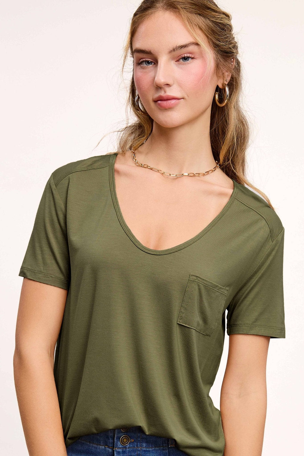 La Miel Super Soft Pocket Basic Tee — Slim-Fit Western Layering Top with Front Pocket (5 Colors)