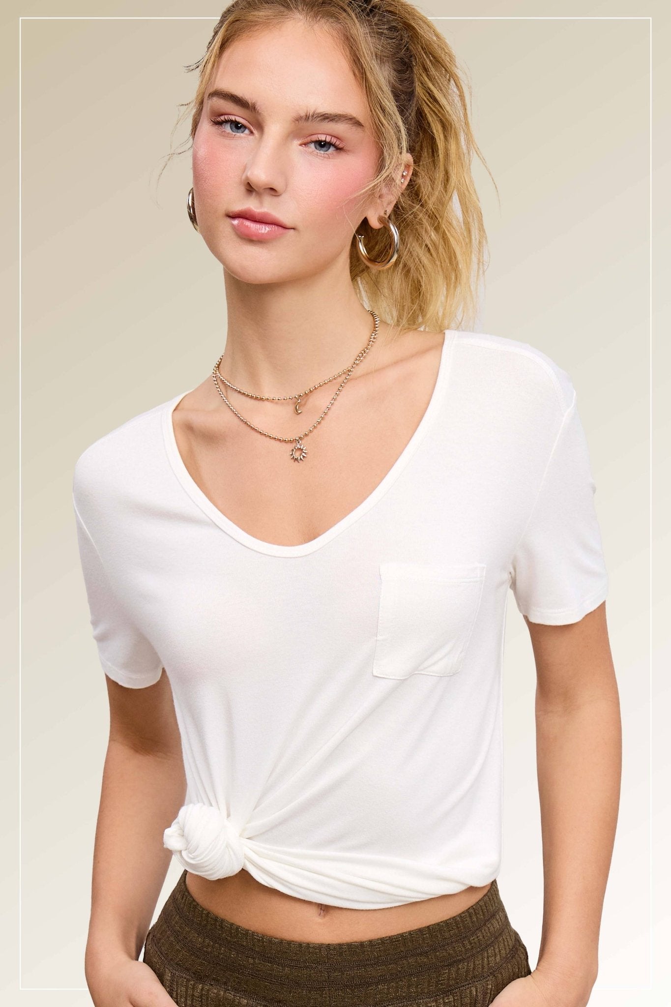 La Miel Super Soft Pocket Basic Tee — Slim-Fit Western Layering Top with Front Pocket (5 Colors)